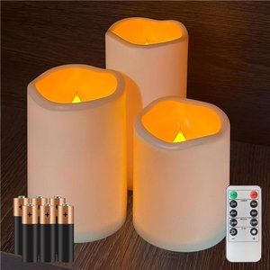 Flameless Candles with Remote,3Pack (Included 6Batteries) Led Candles with Timer